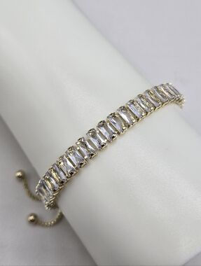 Swarovski Crystal Elements Gold Slide Tennis Bracelet Clear Wedding Prom Bridal